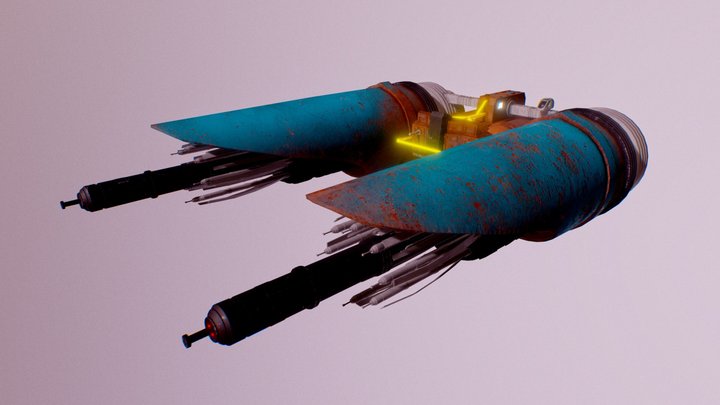Scifi old Spaceship, Fighter 3D Model