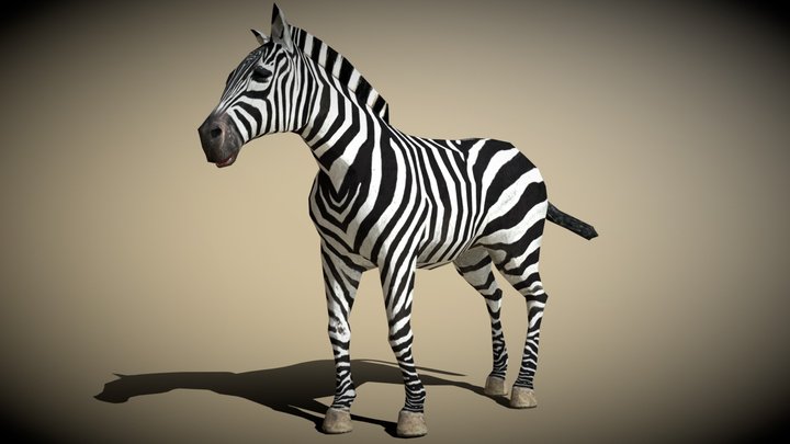 3DRT - Safari animals - Zebra 3D Model