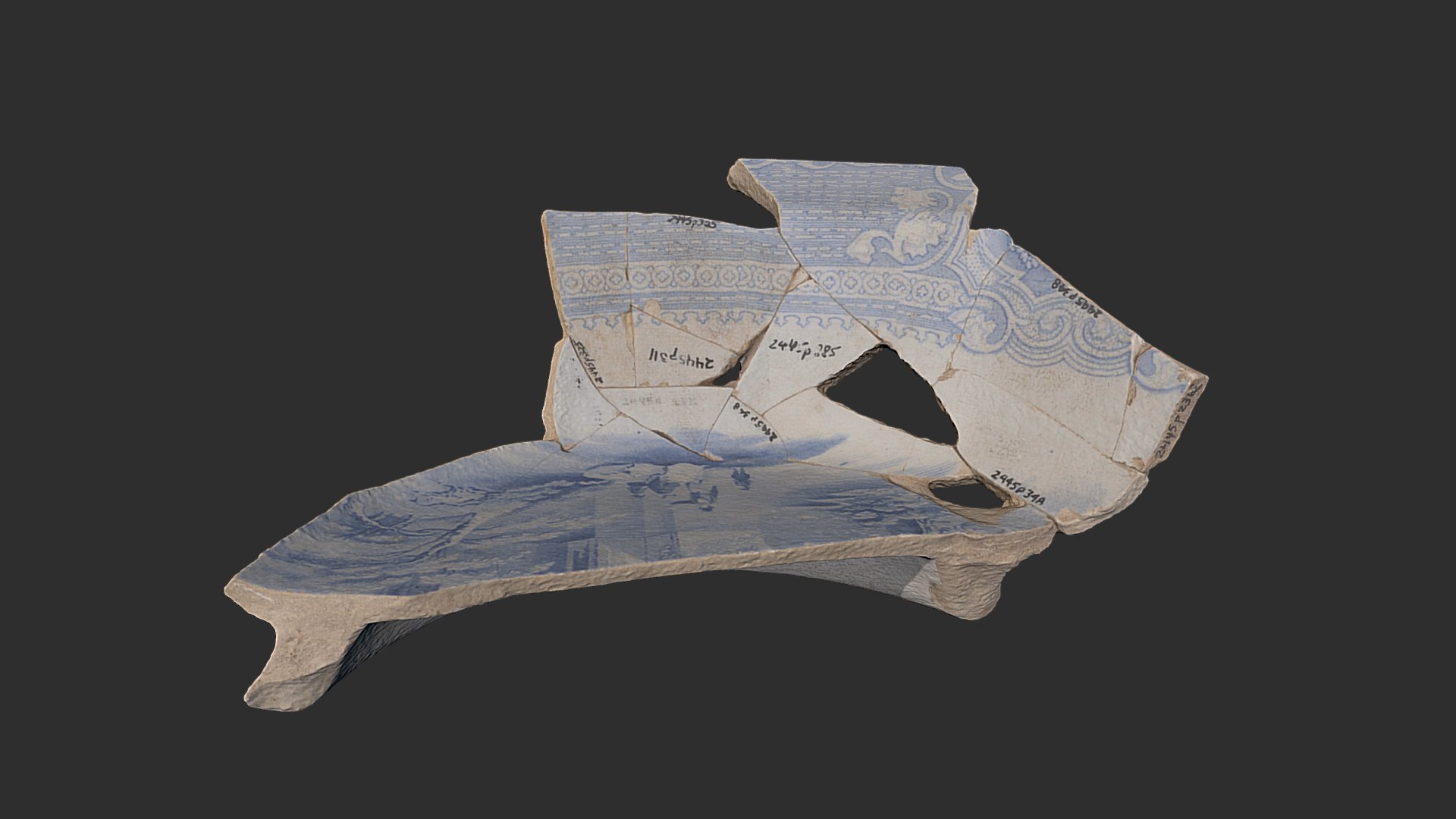 Blue Transfer-printed Wash Basin (2445p311)