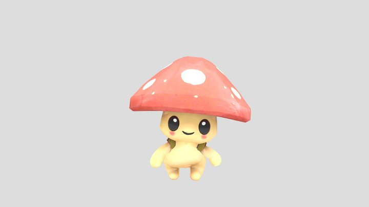 Cute Low-Poly Mushroom Adventurer 3D Model