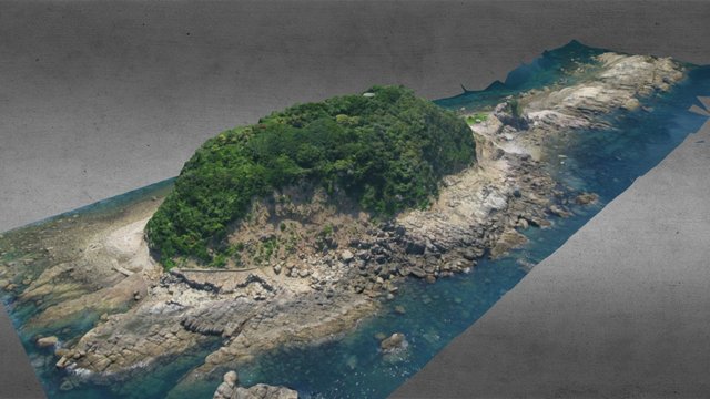 中ノ島（軍艦島の隣島） 3D Model