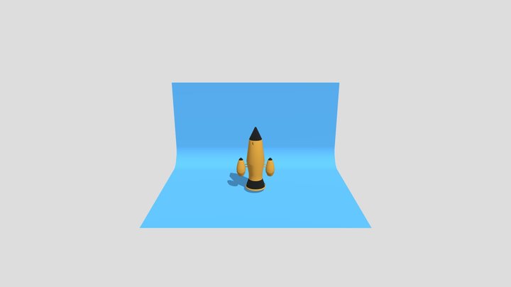 Cohete Lowpoly Amarillo 3D Model