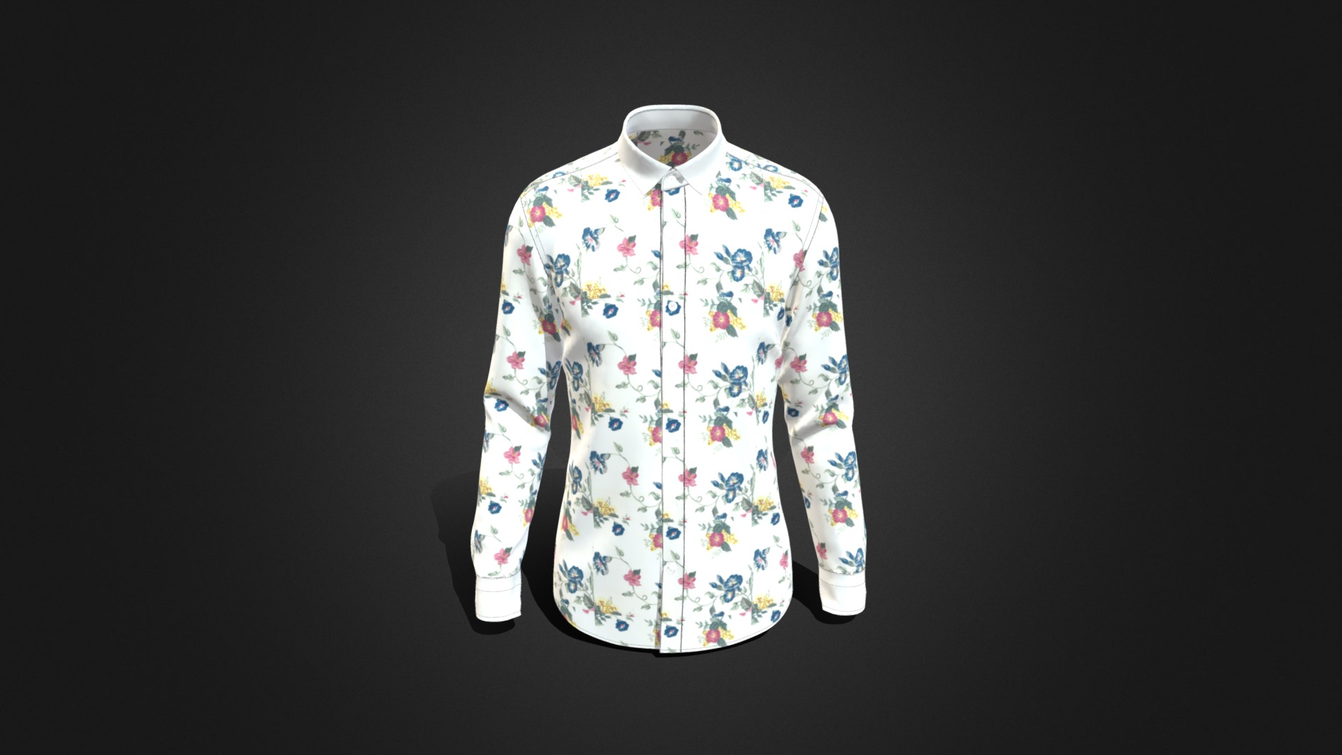 3D model Men Basic Shirt(spring Floral) - This is a 3D model of the Men Basic Shirt(spring Floral). The 3D model is about a dress on a mannequin.