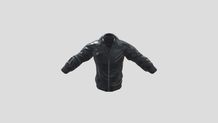 Black Leather Jacket 3D Model