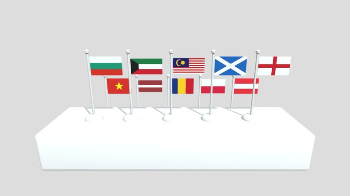 Flag And Pole Collection 4 3D Model