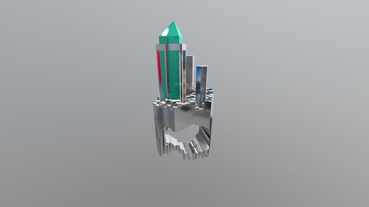 Bague Hexagonale Piliers Quartz 3D Model
