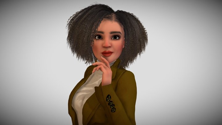 Classic Afro - Cartoon Black African Woman 3D Model