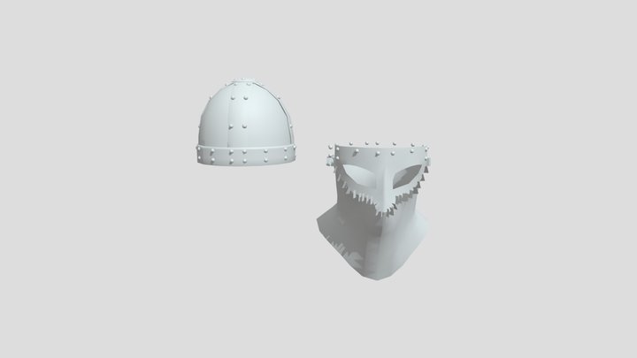 Medieval Helmet with modular face mask 3D Model