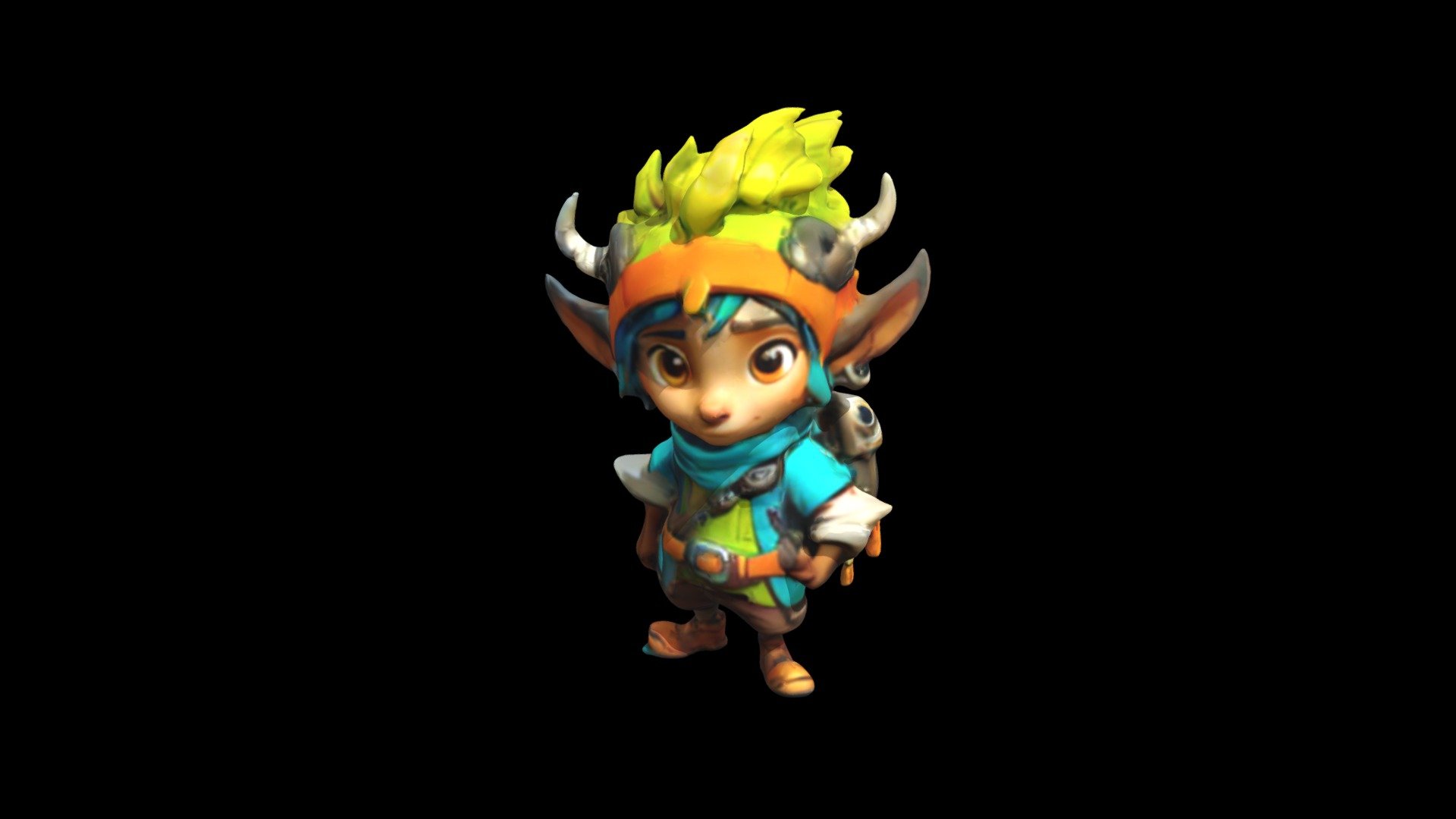 a cartoon character with horns and blue hair - Download Free 3D model ...