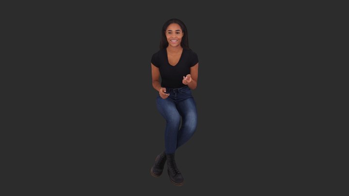 Carla Posed 001 - Sitting & Talking 3D Woman 3D Model