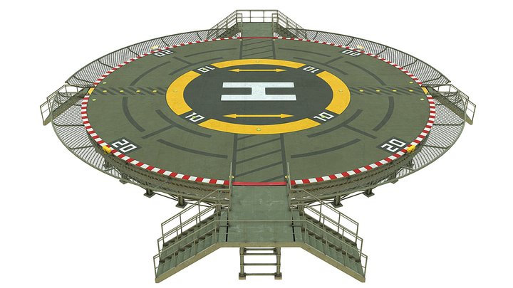 Circular Elevated Military Helipad 5 3D Model