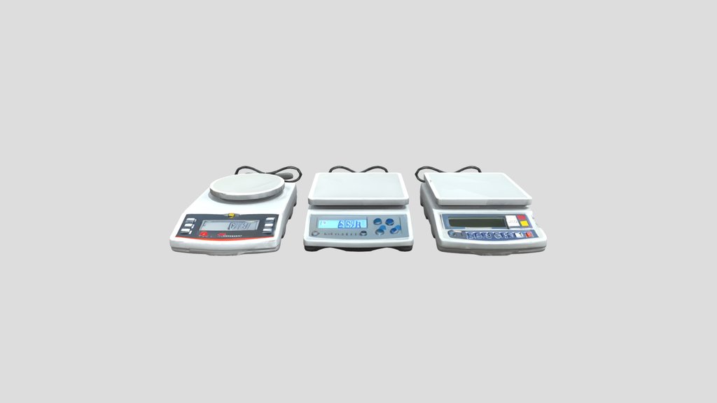 Three electronic weighing scales