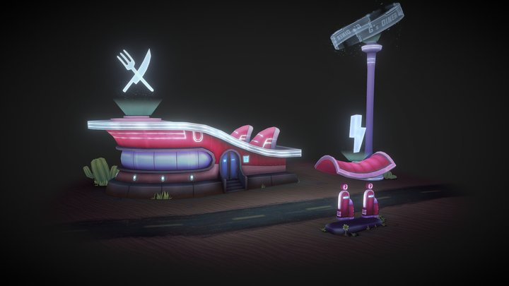 G's Diner And Gas - Desert Restaurant 3D Model