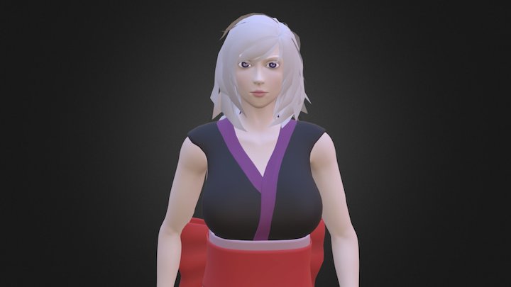 Samurai Miko Walking 3D Model
