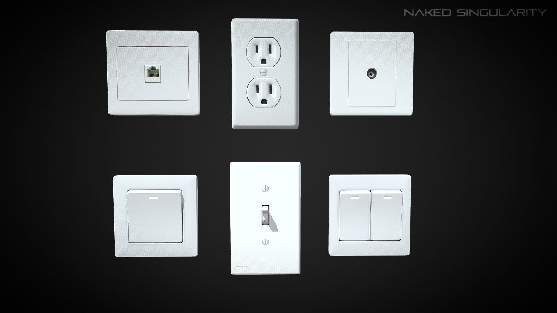Electrical Outlet Switch Pack Electronic Buy Royalty Free 3D model by Naked Singularity