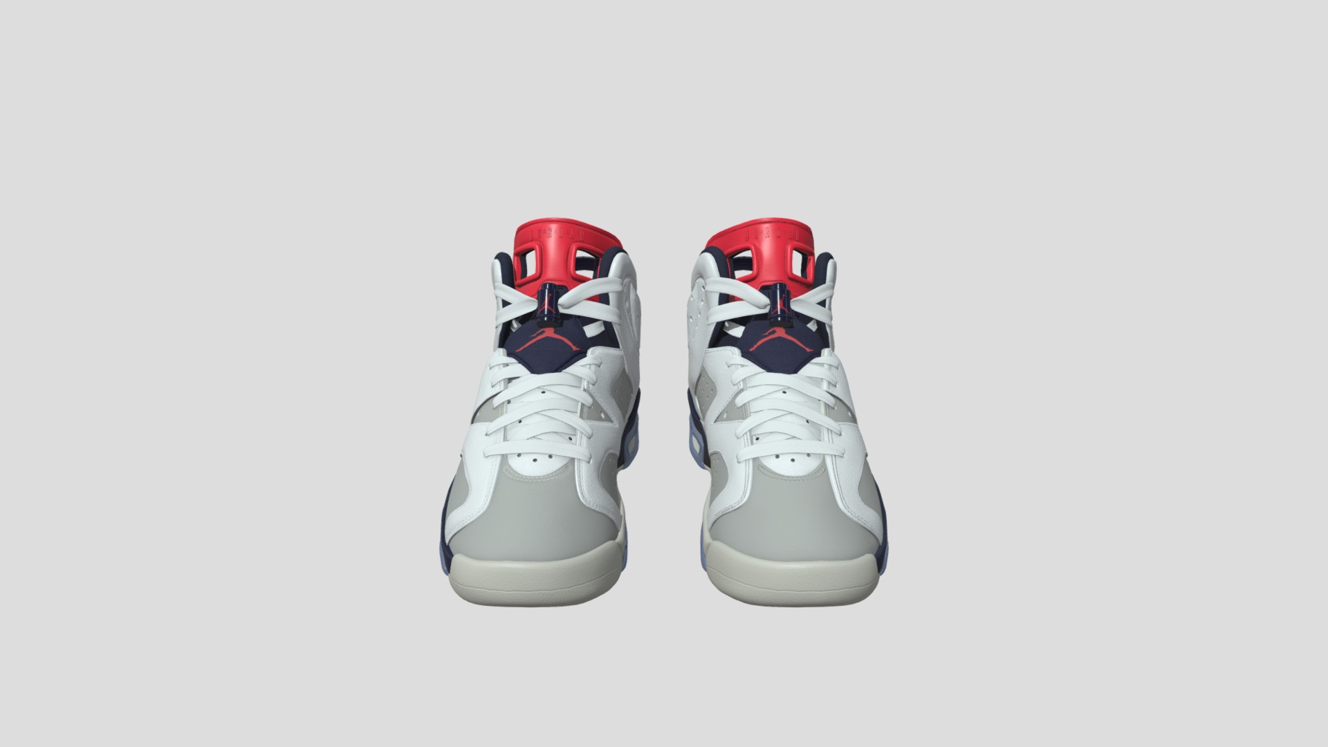 3D model Air Jordan 6 Retro - This is a 3D model of the Air Jordan 6 Retro. The 3D model is about a pair of white and red shoes.