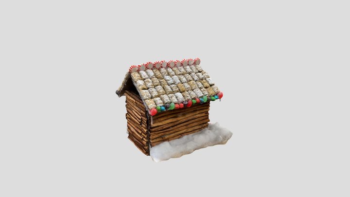 Log Cabin Gingerbread 3D Model