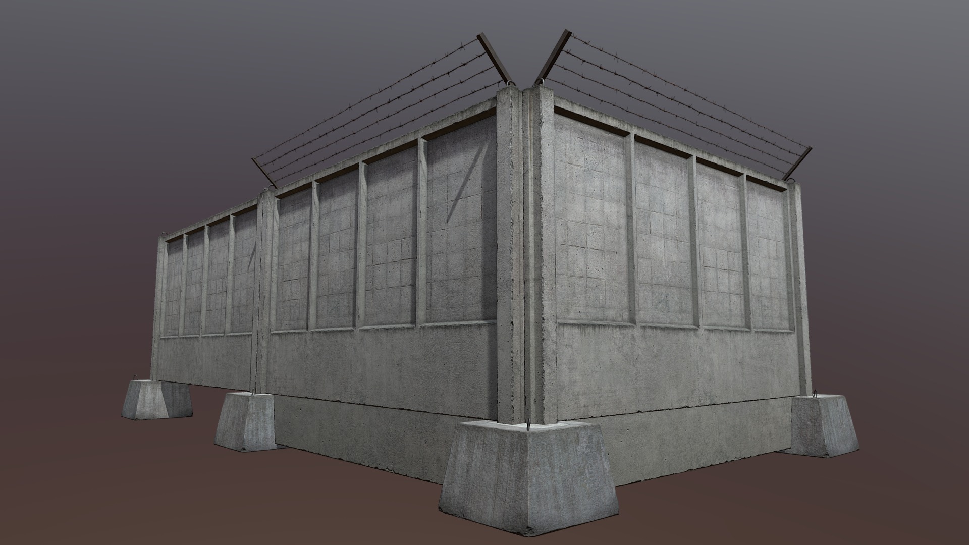 3D model Soviet concrete fence P-5V - This is a 3D model of the Soviet concrete fence P-5V. The 3D model is about a stone structure with a metal frame.