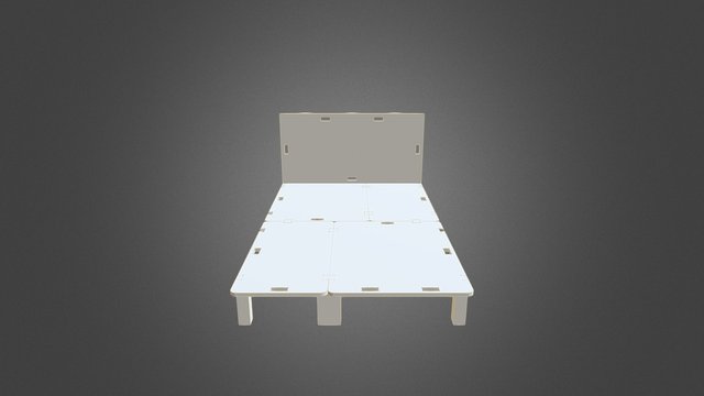 Mortise Full Size Bed Frame Model 3D Model