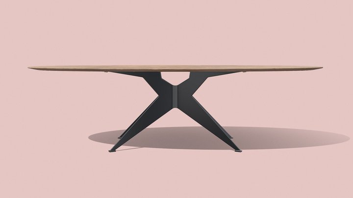 Dining table 009 - Hazel oak 3D Model
