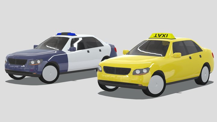 Taxi and Police car 3D Model