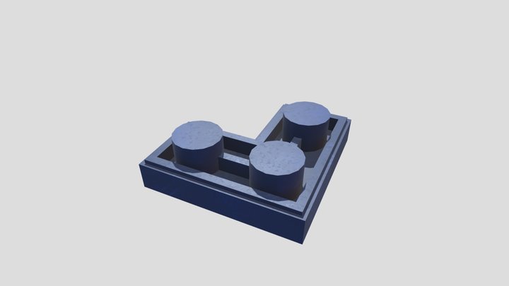 Inverted Corner Custom LEGO Brick. (2x2 studs) 3D Model