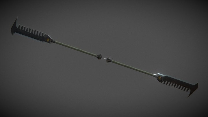 Double-Bladed Bladebreaker Staff 3D Model