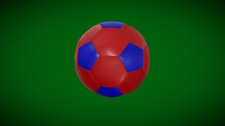 Red and Blue Soccer Ball (new) 3D Model