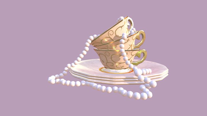 Tea Cup Scene 3D Model