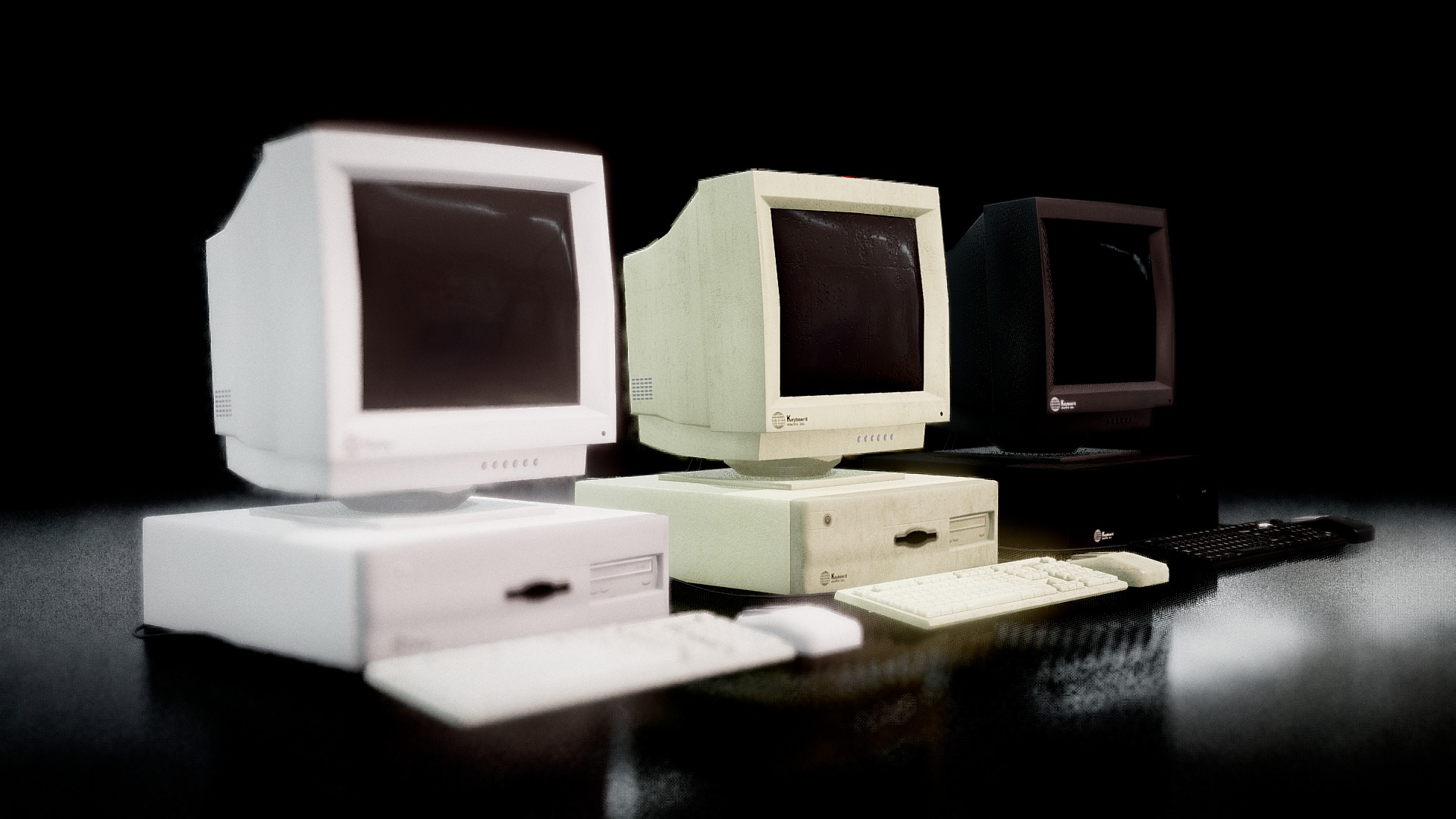 3D model Low poly Retro computers – Store pack - This is a 3D model of the Low poly Retro computers - Store pack. The 3D model is about a group of computers.
