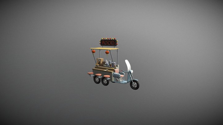 Asian style fast-food moto-cafe 3D Model