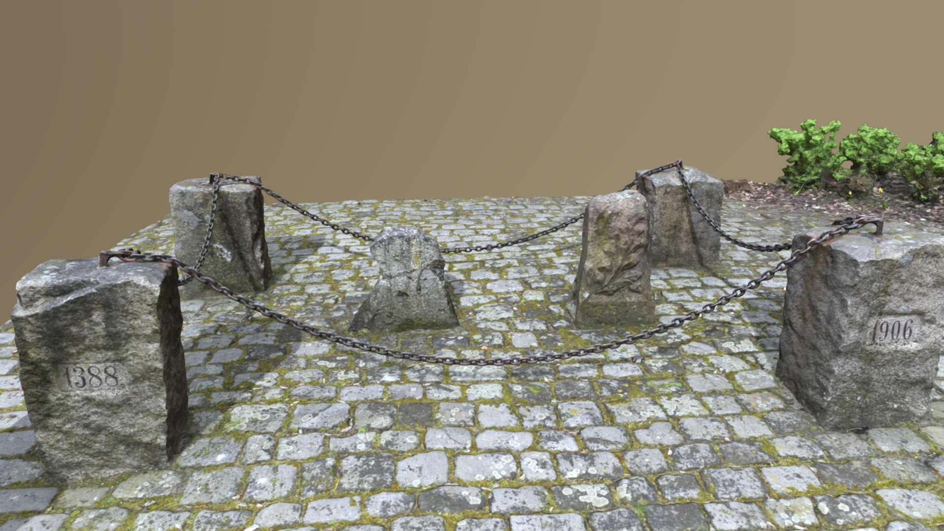 3D model Prinzensteine - This is a 3D model of the Prinzensteine. The 3D model is about a stone wall with a chain.