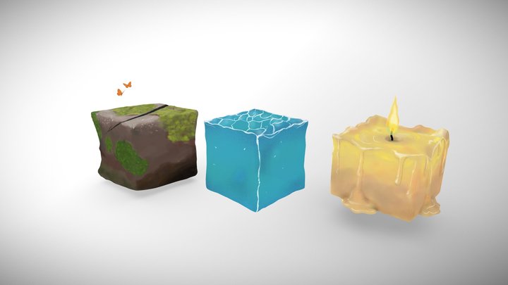 Material Study - MossRock, Water, Candle 3D Model