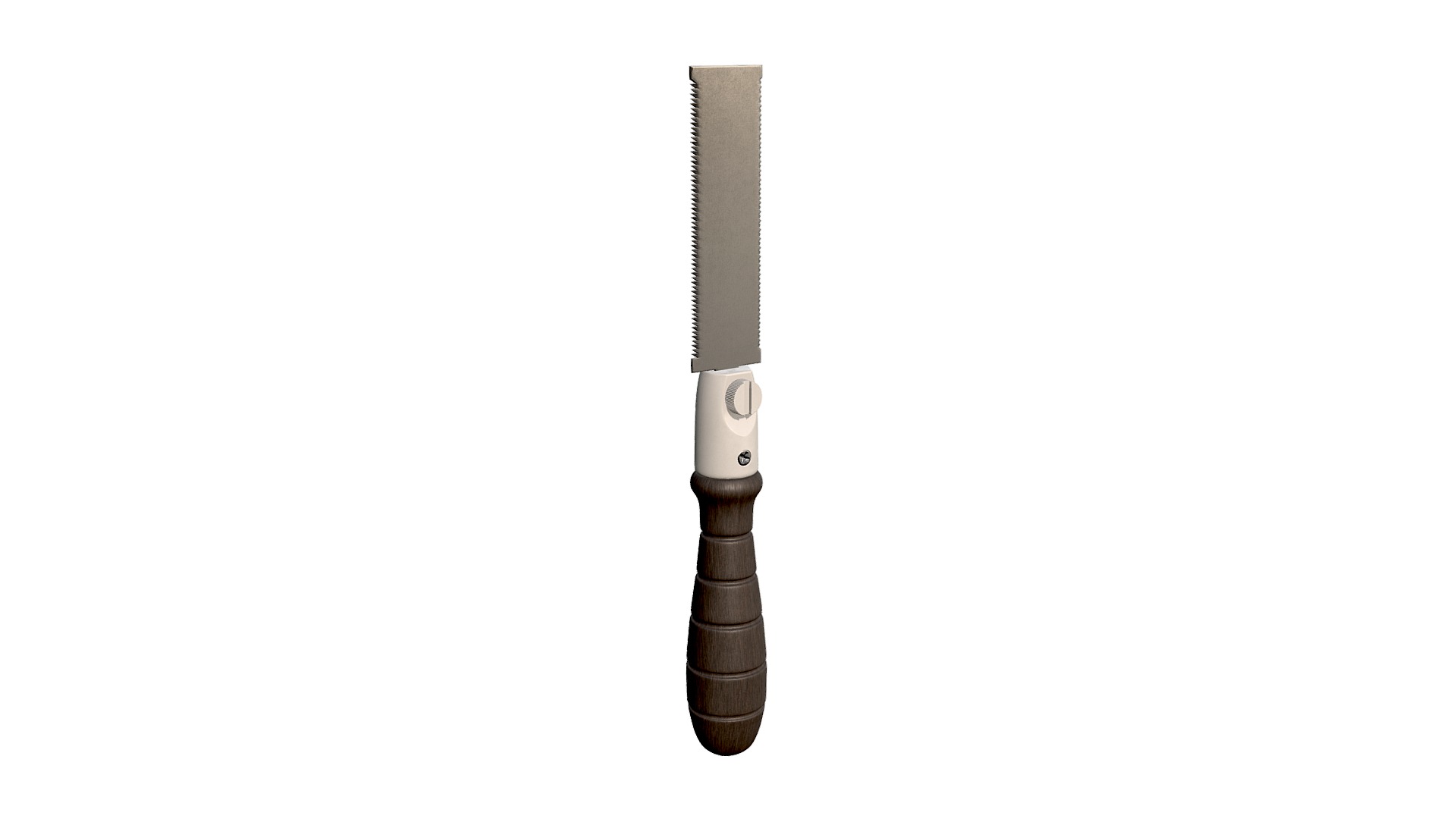 3D model Mini flush cut pull saw - This is a 3D model of the Mini flush cut pull saw. The 3D model is about a black and silver knife.