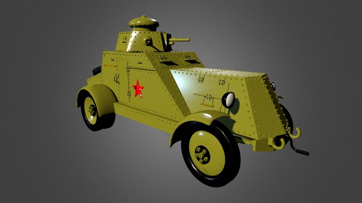 The first Soviet armored car BA-27 3D Model