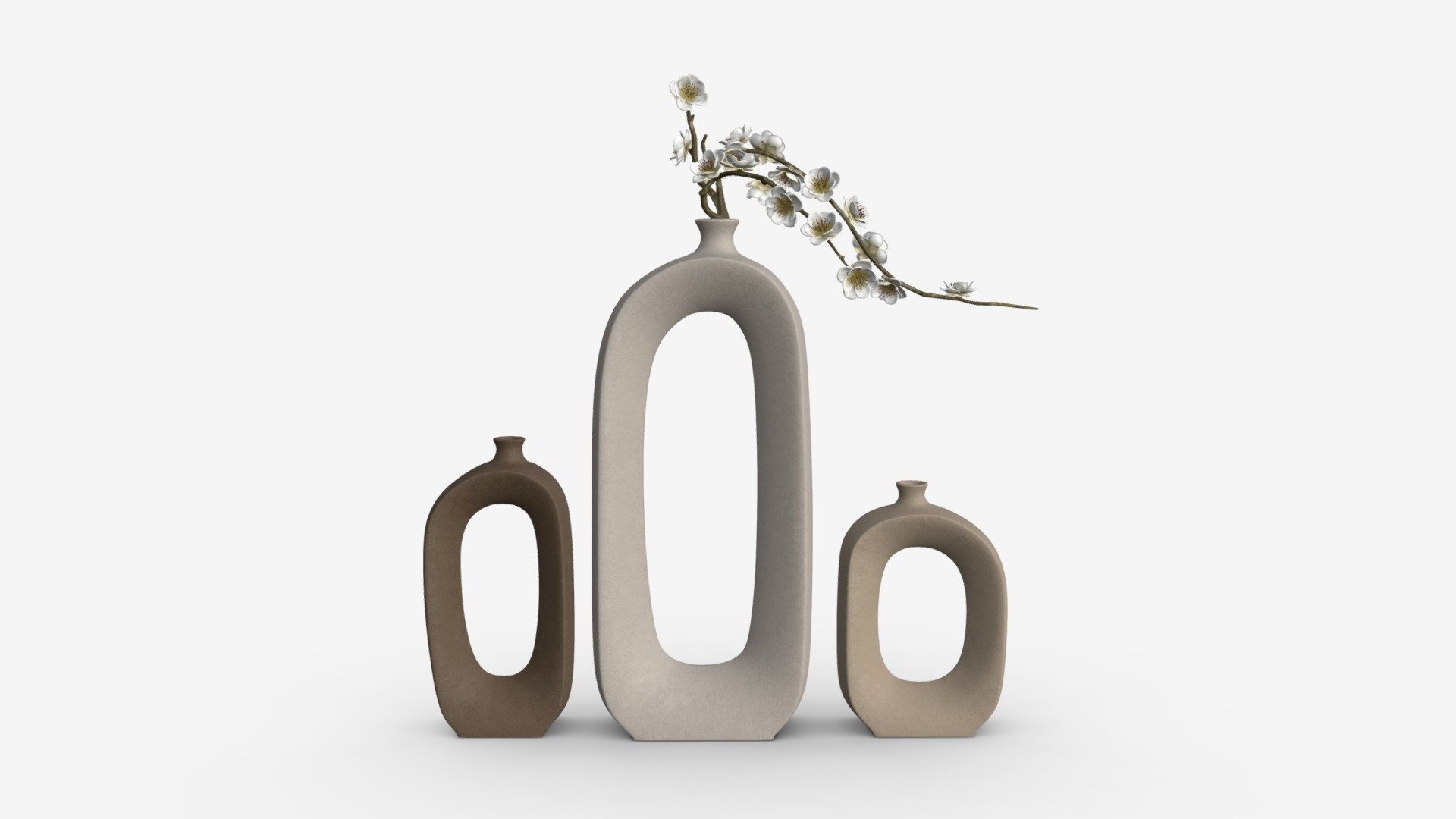 Brushed Ceramic Flower Vases Buy Royalty Free 3D model by HQ3DMOD