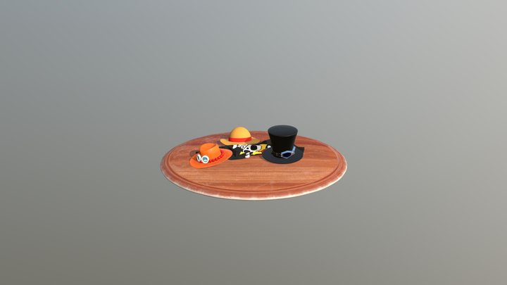 Kiano88 - One Piece Hats (Luffy, Ace, Sabo) 3D Model