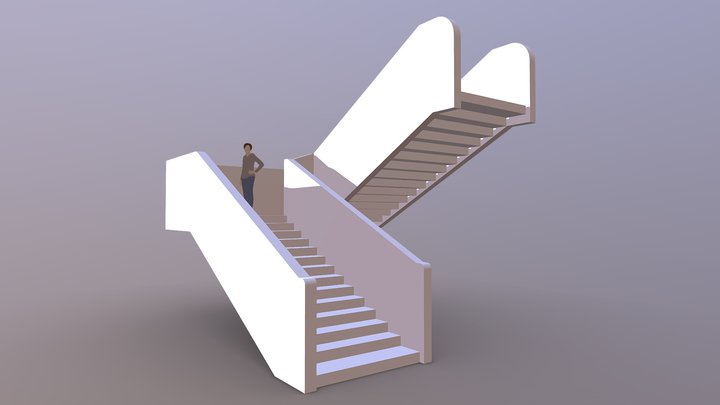U-Shaped Staircase 3D Model