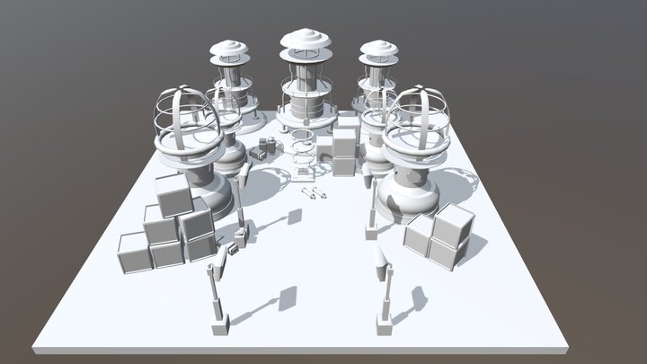 Mini Sci-Fi City area 3D Model