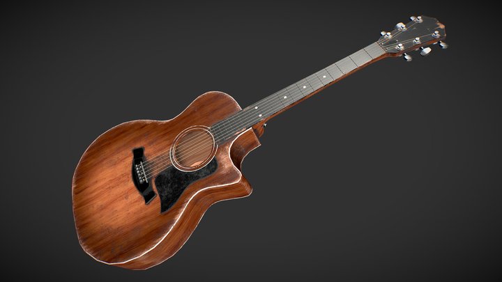 Dirty Damaged Acoustic Guitar 3D Model