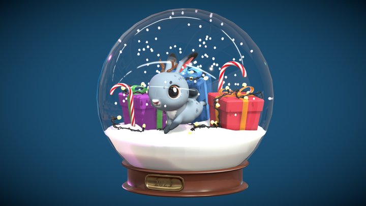 Rabbit Snow Globe 3D Model