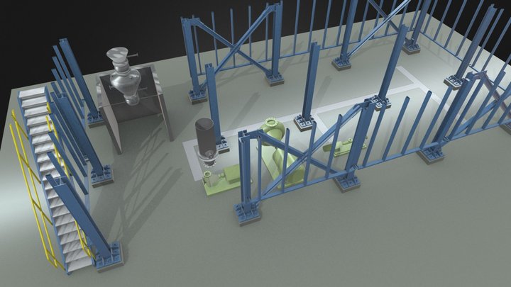 Process Plant OMN - Steel Structure N00000 3D Model