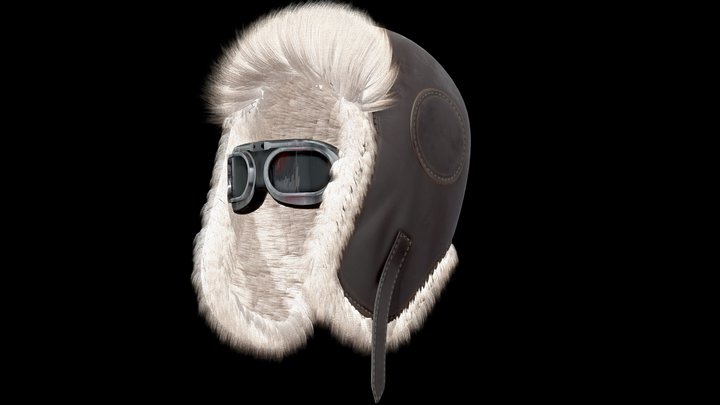 Aviator Fur Trapper Winter hat Helmet 3D Model