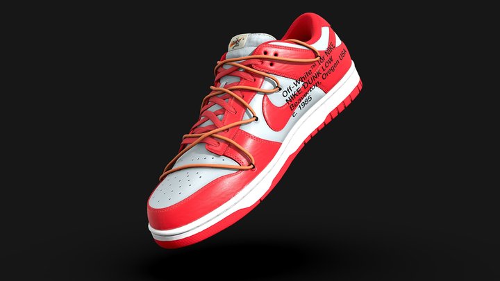 Off White x Nike Dunk University Red Shoe 3D Model