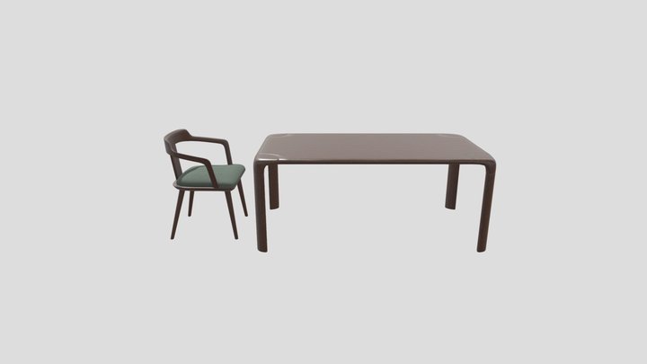 Dining table and chair 3D Model