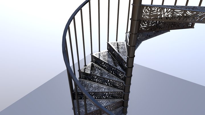Rounded Metal Staircase 360 3D Model
