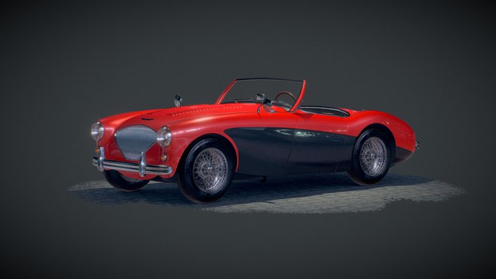 Red car Austin Healey 100/4 bn2 3D Model