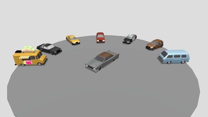 Low-Poly Car Collection 3D Model