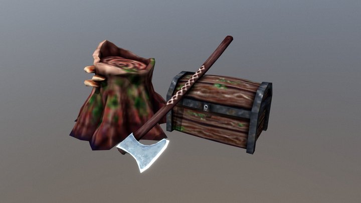 Hand Painted PS1 Assets 3D Model