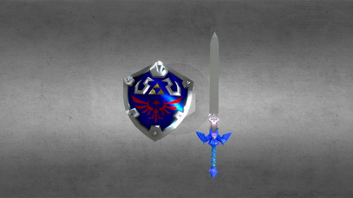 Master Sword and Hylian Shield 3D Model